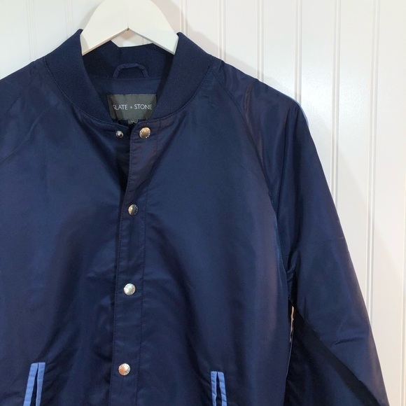 Slate & Stone Men’s Navy Raglan Baseball Jacket M - Picture 5 of 16